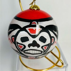 Artistic Native designed Jamie Sterritt Holiday Ornament in Red and Black design